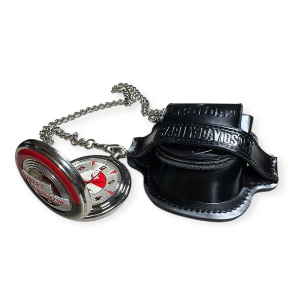 Harley-Davidson Franklin Pocket Watch Sportster Vintage Quartz Chain LeatherCase